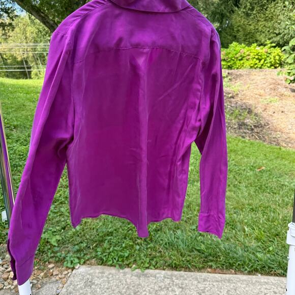 Lauren Ralph Lauren 100% Silk Purple Button-Up Shirt - M - Picture 8 of 8